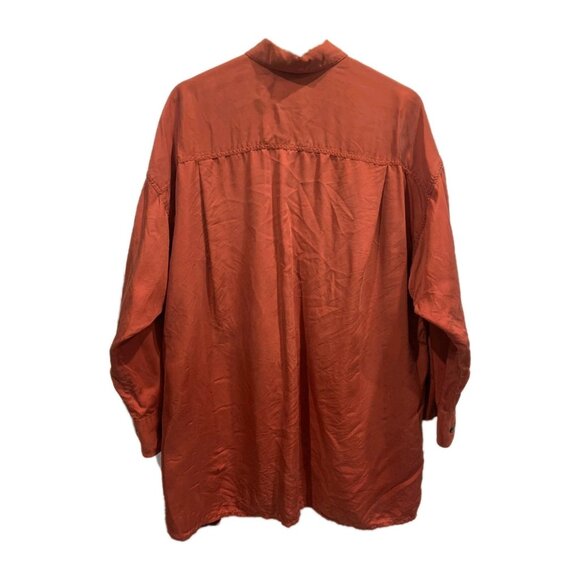 VTG Ellen Tracy Silk Blouse Size 6 Orange Long Sleeve - Picture 2 of 9